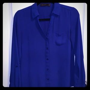 Limited dark blue button up blouse
